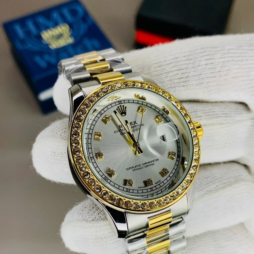 Rolex watch for menStainless steel chainCrown lockStone dailPrice - 4200--ONLYWITH ROLEX NAME B