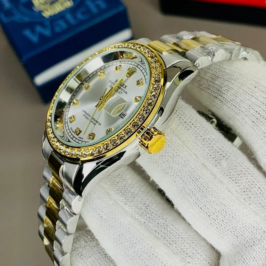 Rolex watch for menStainless steel chainCrown lockStone dailPrice - 4200--ONLYWITH ROLEX NAME B